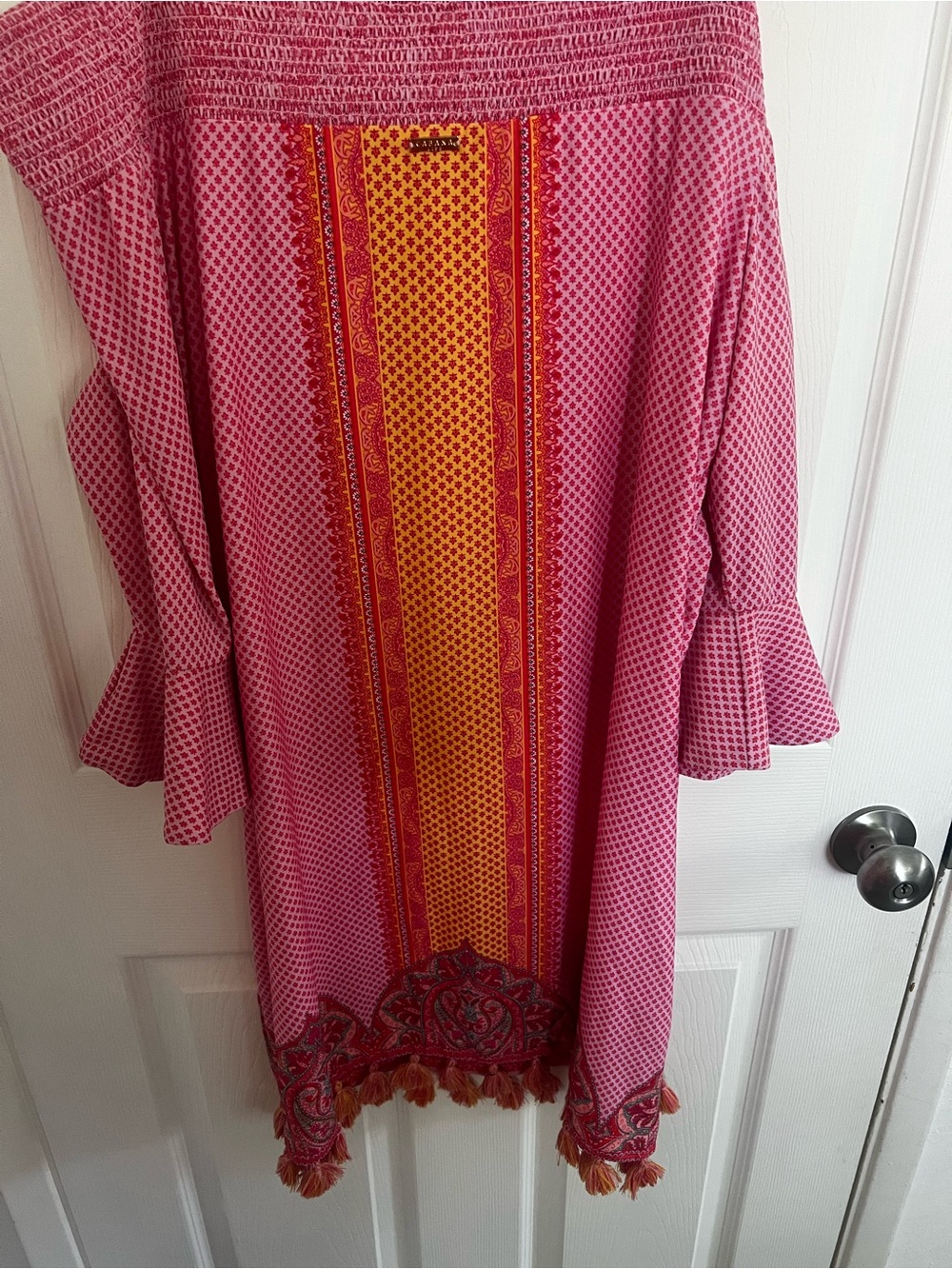 Cabana Life Pink and Orange Off-Shoulder Mini Dress - Picture 14 of 15